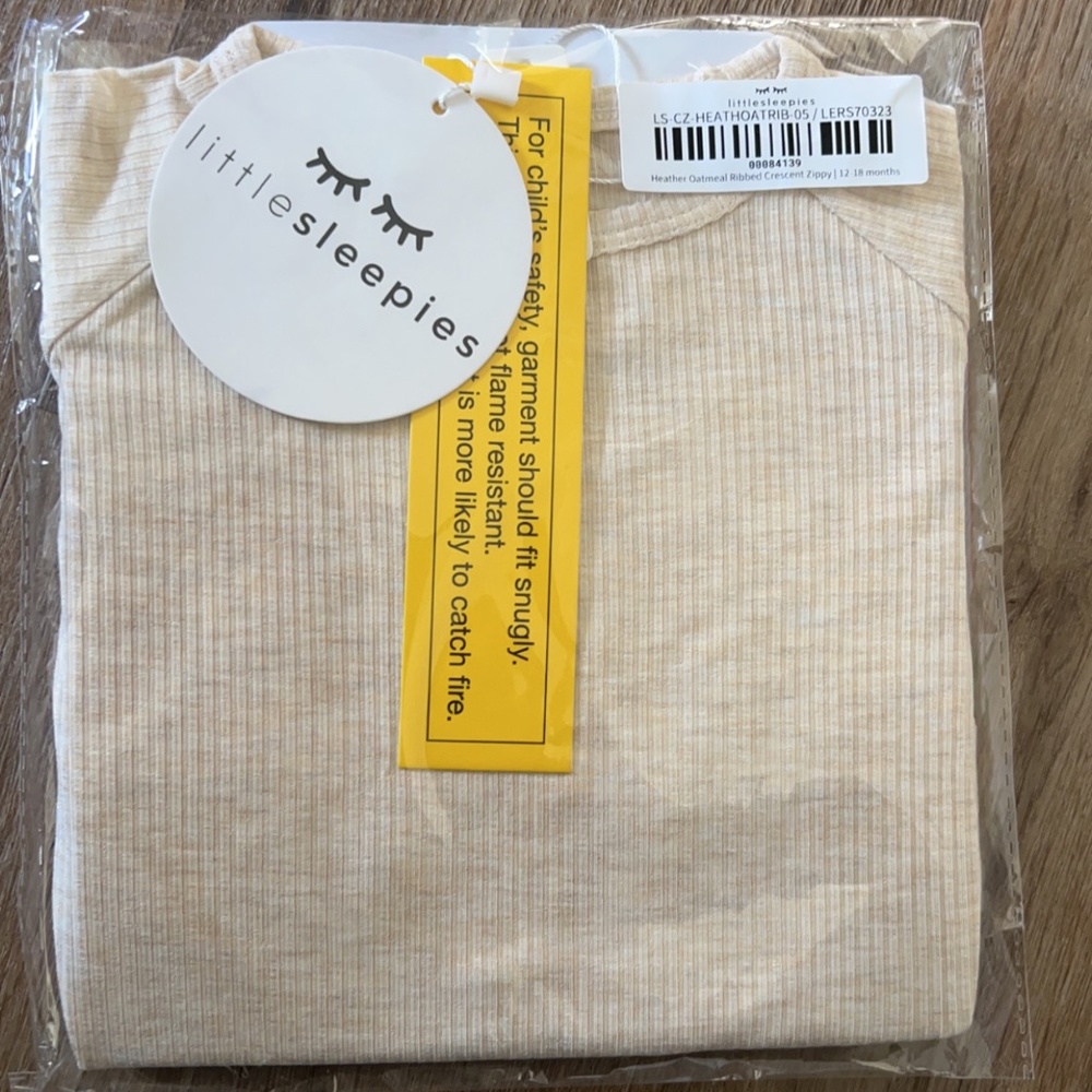 little sleepies oatmeal Ribbed Crescent Zippy
